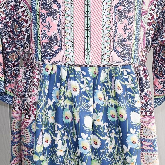 MISSLOOK Boho Pink and Blue Dress - Picture 5 of 7